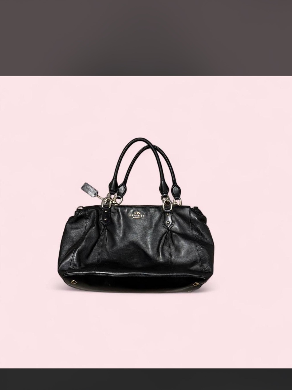 Coach Black Leather Satchel with Dual Top Handles